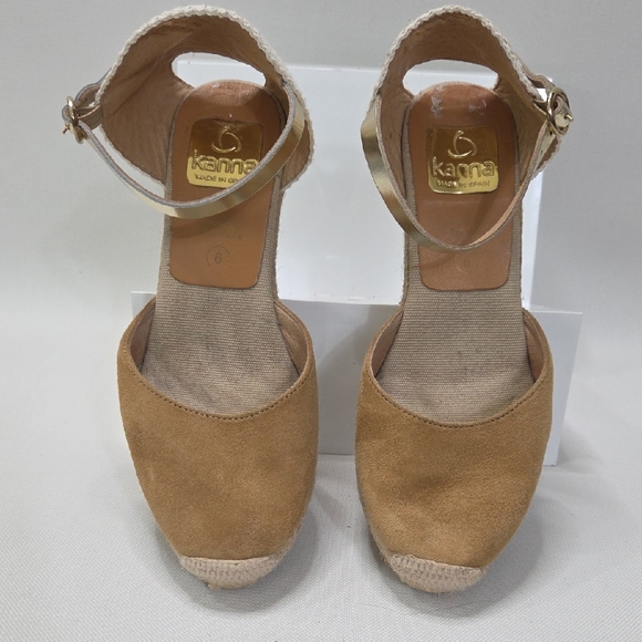 Kanna Tan and Cream Espadrille Wedges - Picture 4 of 9
